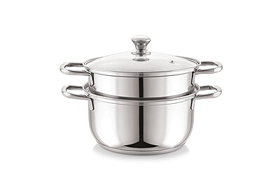 Sonu Stainless Steel Triply Base Steamer with Glass lid| Momo Maker| Vegitable Steamer
