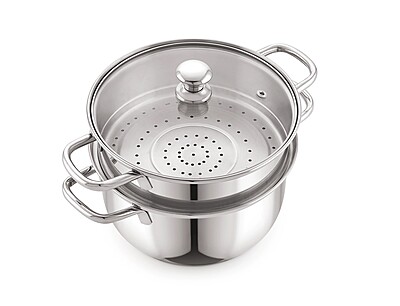 Sonu Stainless Steel Triply Base Steamer with Glass lid| Momo Maker| Vegitable Steamer