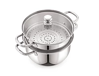 Sonu Stainless Steel Triply Base Steamer with Glass lid| Momo Maker| Vegitable Steamer