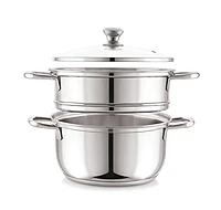 Sonu Stainless Steel Triply Base Steamer with Glass lid| Momo Maker| Vegitable Steamer