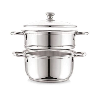 Sonu Stainless Steel Triply Base Steamer with Glass lid| Momo Maker| Vegitable Steamer