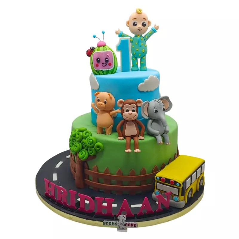 2 Tier Cocomelon & Jungle Theme