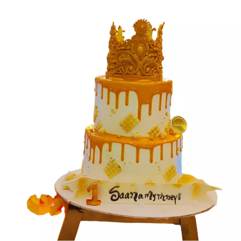 2 Tier Gold Dripping With Gold Crown