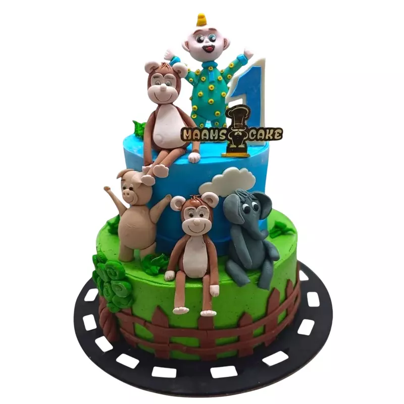 2 Tier Jungle Theme With Fondant Toys