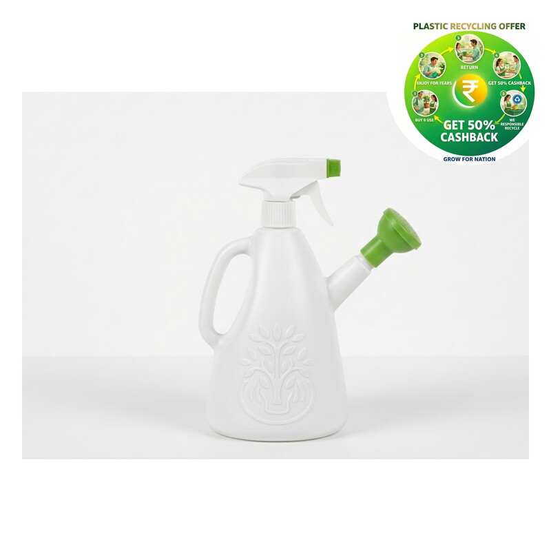 2-in-1 Pressure Plant Sprayer & Watering Can | 1.7 Litre | Green & White| Plastic Recycling Offer