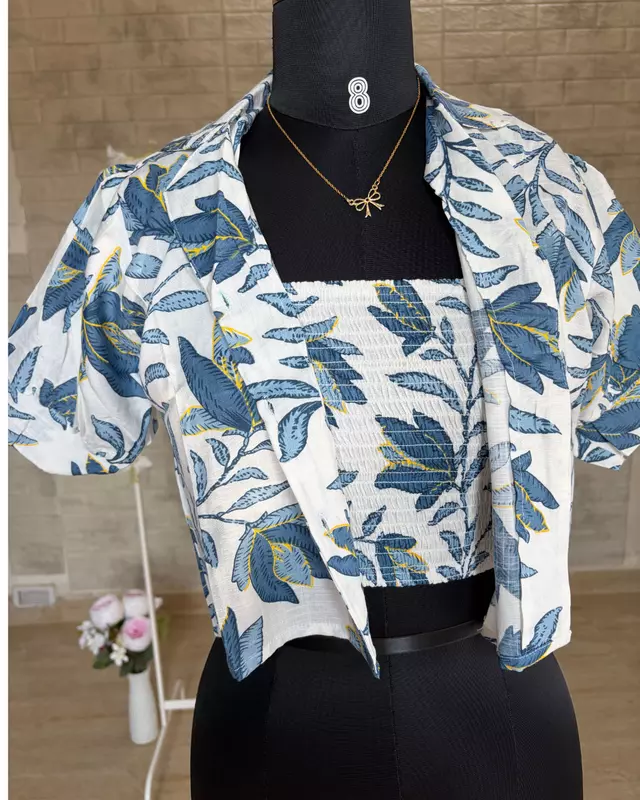 Two Piece Puff Sleeve Shirt with Tank top