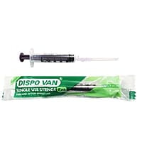 HMD Dispo Van Syringe 2ml 24G x 1 Inch Needle | Sterile Disposable Syringe | Box of 100