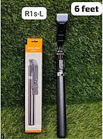 R1S-L Selfie Stick with Tripod Stand, 6 feet, Built-in Light, Wireless Remote, Extendable, Black