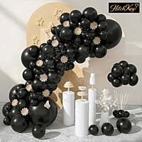 Metallic Black Balloons Kit - 50 Pcs
