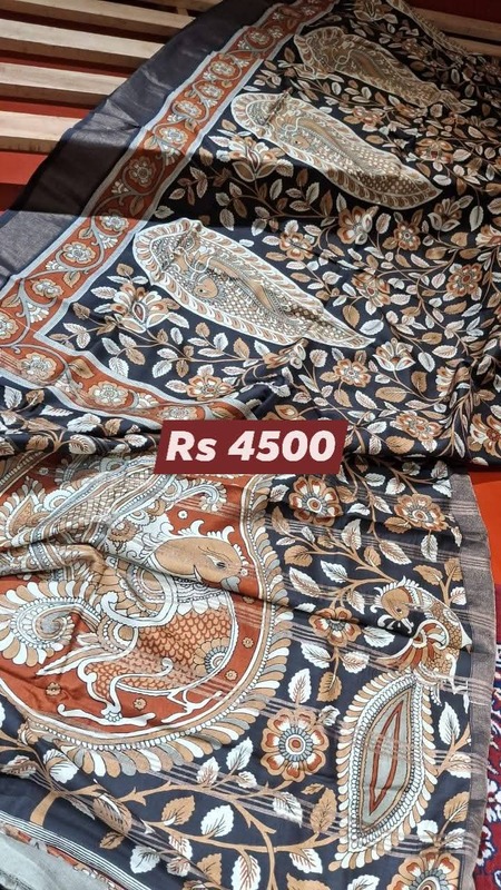 Jet Black Digital Print Pure Katan Silk