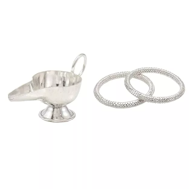 Sterling Silver Gift set for Baby (Anklets/kappu kolusu,Feeder)