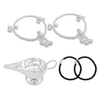 Sterling Silver Gift set for Born Babies(Anklet/Kolusu, Feeder/Paladai)