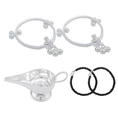 Sterling Silver Gift set for Born Babies(Anklet/Kolusu, Feeder/Paladai) Sterling Silver Gift set for Born Babies(Anklet/Kolusu, Feeder/Paladai)