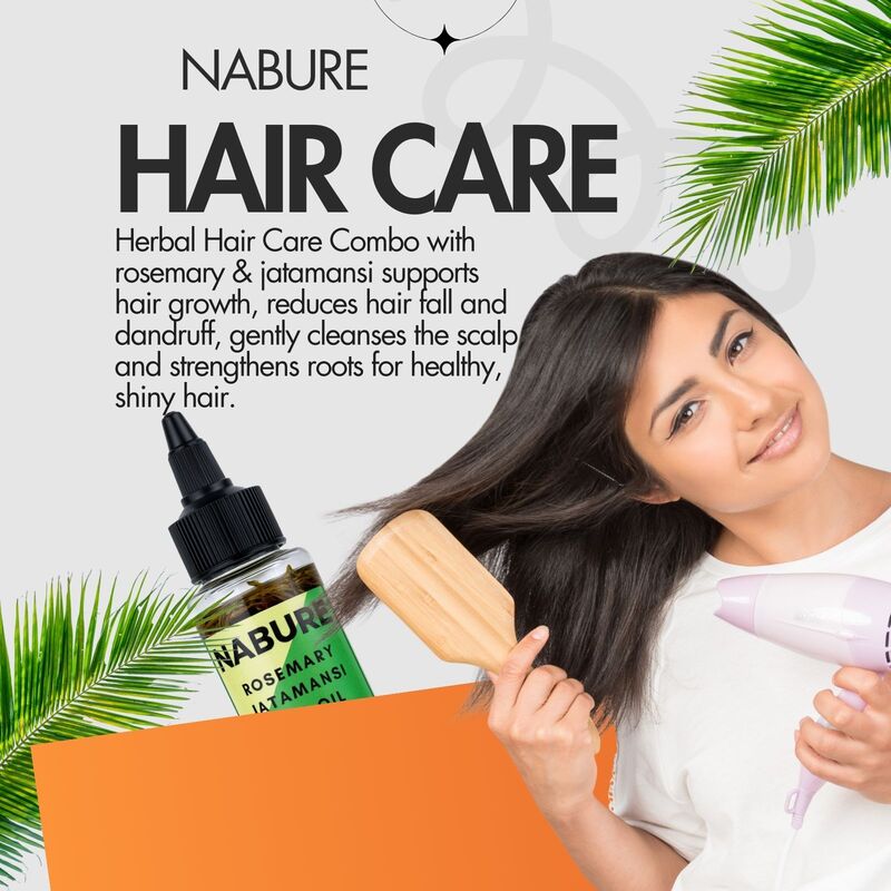 NABURE Root Revive Hair Care Ritual Combo – Hair Mask with Serum, Hair Oil & Powder Shampoo