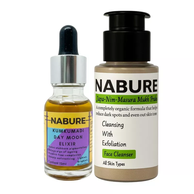 NABURE Daily Glow Combo – Japa Nim Masura Face Cleanser & Kumkumadi Day Moon Elixir