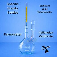 Specific Gravity Bottles with standard joint Thermometer - Pyknometer