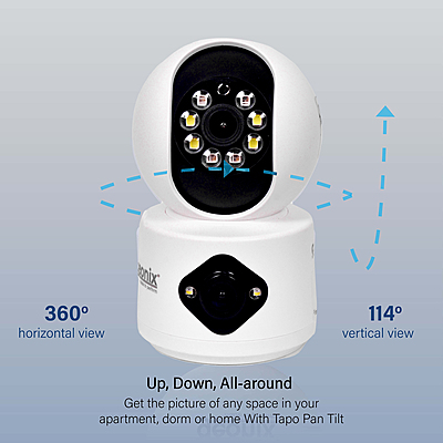 Geonix 2MP+2MP Wi-Fi Night Vision Smart Security Camera, White, 1 Year Warranty