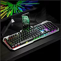 Open Box Aula F2023 / Anti-ghosting, Aluminium body with Mobile holder, Membrane Wired USB Gaming Keyboard  (Black)