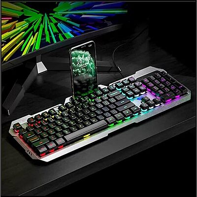 Open Box Aula F2023 / Anti-ghosting, Aluminium body with Mobile holder, Membrane Wired USB Gaming Keyboard  (Black)