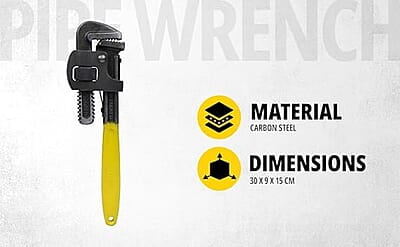 STANLEY 71-642 12'' 300 mm Stilson Type Pipe Wrench Ideal for Construction & Heavy-Duty Applications for Industrial & Professional Use, YELLOW & BLACK
