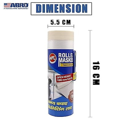 ABRO Roller Masker Tape & Drape Multipurpose Self Adhesive Masking Film Roll Quick Unfolding for Home, Office, Automotive & Industry (Open Height 1.1 M x 15 M)