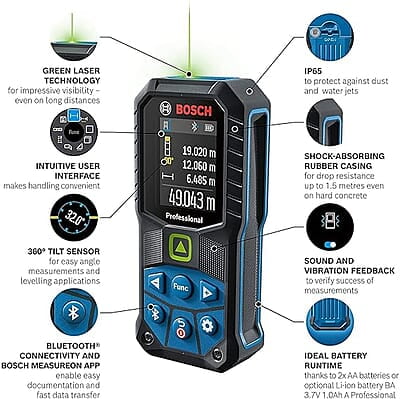Bosch GLM 50-27 CG Bluetooth Enabled 50M Range Laser Distance Meter with Color Backlit Display Bosch GLM 50-27 CG Bluetooth Enabled 50M Range Laser Distance Meter with Color Backlit Display