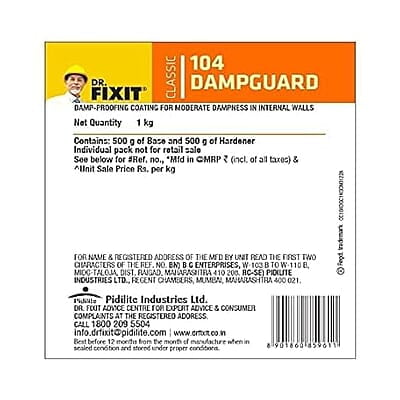 DR. FIXIT Dampguard Classic Damp-Proof, 1Kg, Coating For Internal Walls, Ceilings, RCC Water Tanks
