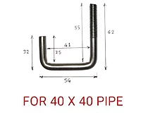 SS J Bolt – M6 x 40mm x 40mm, Fits 1.5" Tube (Pack Of 4)