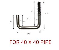 SS J Bolt – M6 x 40mm x 40mm, Fits 1.5" Tube (Pack Of 4)