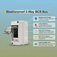 2-Way MCB Box (UV Pro) Weatherproof DB Box Suitable for Outdoor use (IP65)