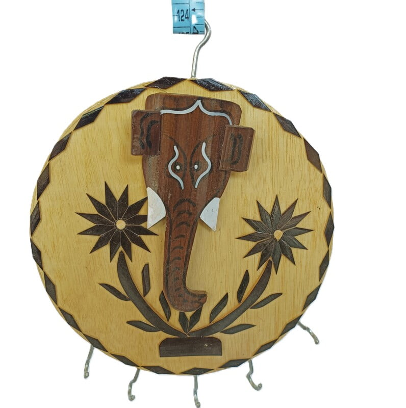 Handmade Round Shaped Lord Ganesh Key Hanger made of bamboo || home and office