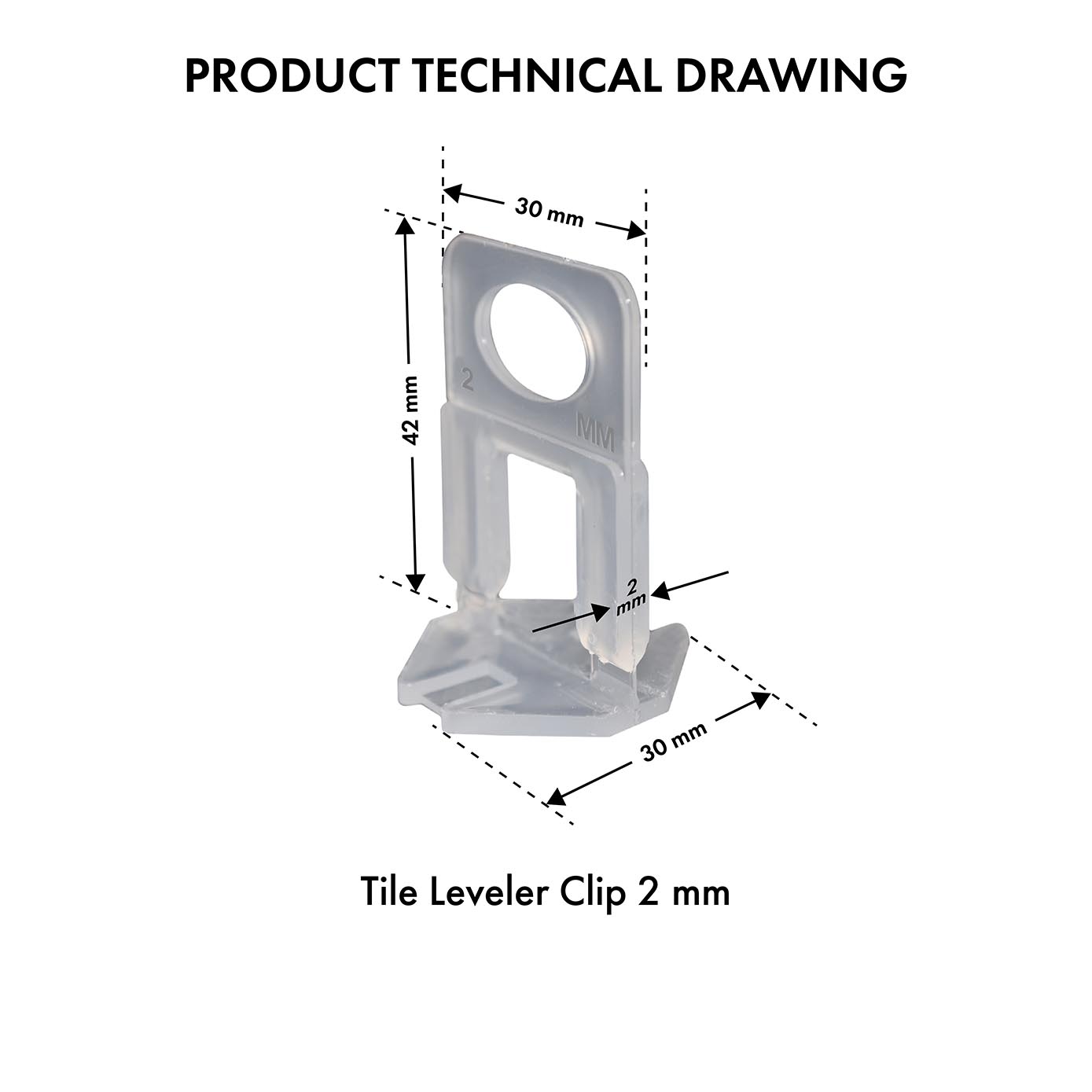 CL-2 Tile Levelling Clip 2mm (100 Pcs pkt.)