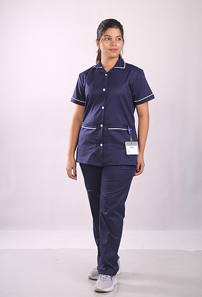 Ksvi Nurse Uniform L Collar Shirt & Pant ( Navy )