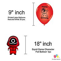 The Magic Balloons Store – Printed Squid Birthday Party Theme Decoration combo kits – Printed Combo Pack of 38 Pcs, foil 5 pcs Set,1 Happy Birthday banner, 2 Foil Curtains, 30 Balloons-181590