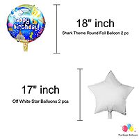 The Magic Balloons Store – Printed Baby Shark Theme Birthday Party Decoration Combo Kits – Combo Pack Of 38 Pcs, Foil 5pcs Set,1 Happy Birthday Banner, 2 Foil Curtains, 30 Balloons-181598