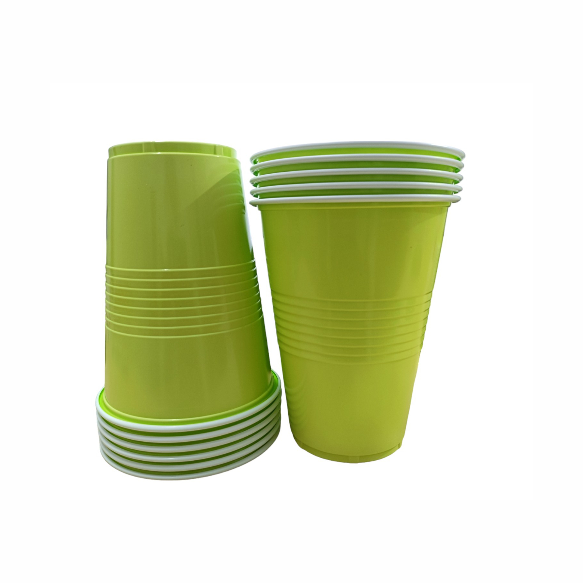 Set of 10 - Green | 450ml | Beer Pong Glasses |  Reusable & Eco-Friendly | Drinking Glasses for New Year, Bachelor Wedding, Retirement Parties & Games | Party Supplies