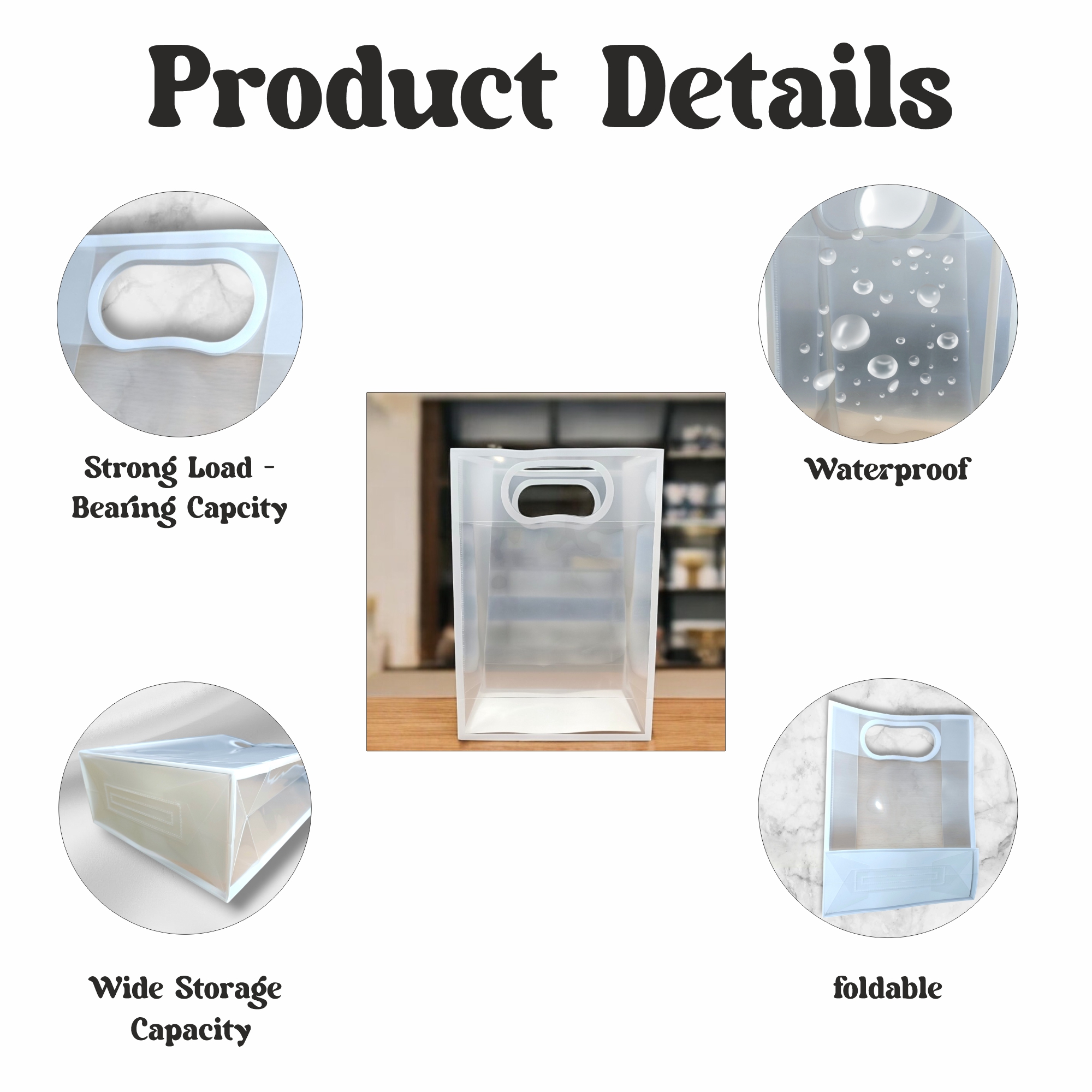 Small Size -6 Pcs White Transparent Goodie Bags – Clear Gift Bags for Valentine's Day Wedding Return Gifts Birthday Party Festivals Events