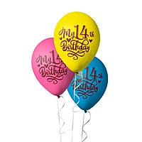 Happy 14th Birthday Celebrate with Our Combo Kit of 16 Printed Balloons and a Banner Pack of 16pcs for Your 14th Birthday Party Celebrations