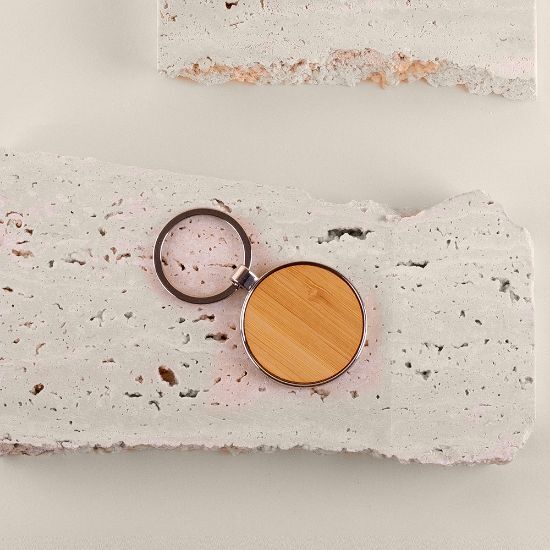K2 Bamboo Metal Keychain, Round