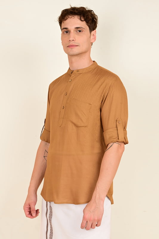 Men's Embroidered Short Kurta
