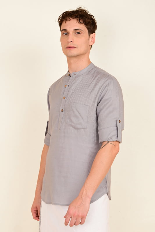 Men's Embroidered Short Kurta