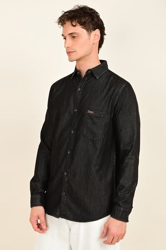 Men's Full Sleeve Chambray Shirt - Gray