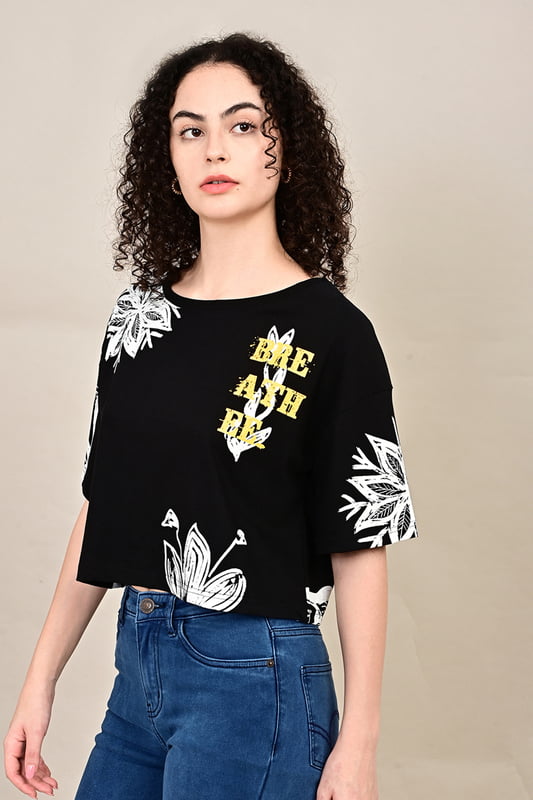 Women's  Forest Script Crop Top
