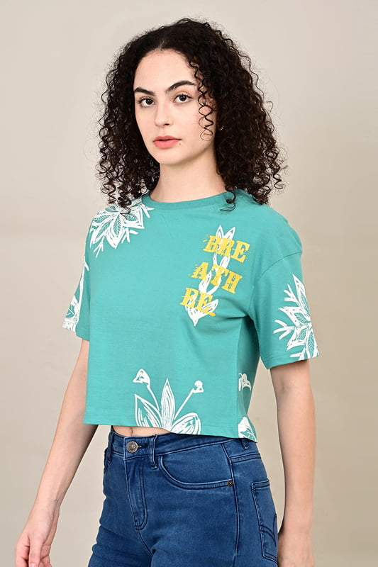 Women's  Forest Script Crop Top