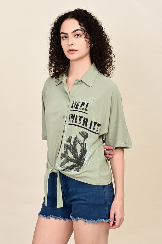 Women's Forest Script Tie-up Shirt