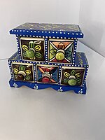 Charming Blue Pottery Jewelry Box - Where Beauty Meets Organization