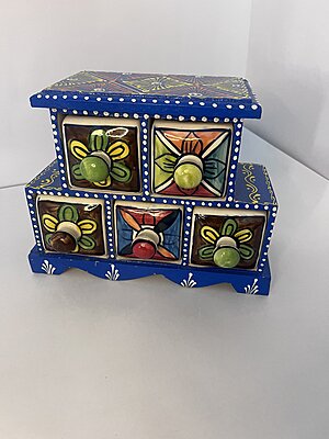 Charming Blue Pottery Jewelry Box - Where Beauty Meets Organization