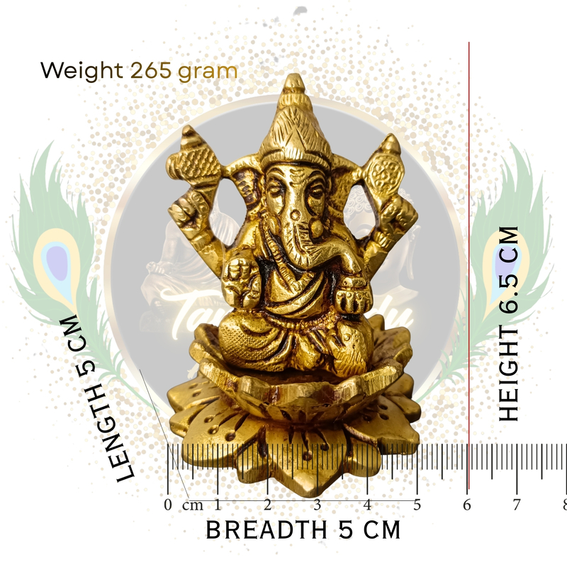 Pure Brass Vinayagar on Lotus Base (Big) | Handcrafted by Tamil Nadu Artisans | Auspicious Pooja Murti – 265 g