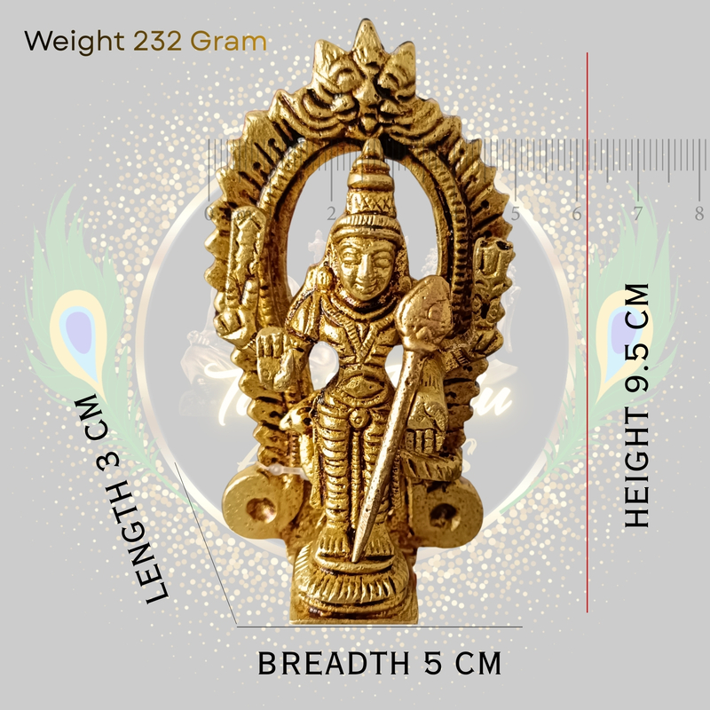 Pure Brass Lord Murugan with Thiruvachi Idol | Handcrafted by Tamil Nadu Artisans | Divine Pooja Murti for Home & Office – 232 g