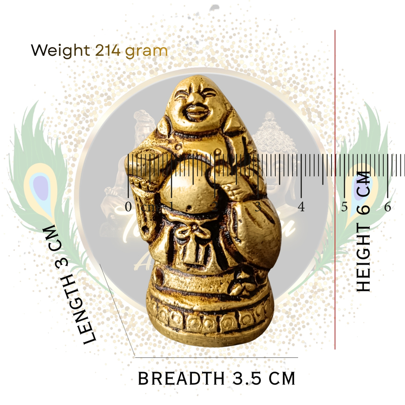 Pure Brass China Monk Idol (Laughing Buddha)| Handcrafted by Tamil Nadu Artisans | Zen Meditation & Spiritual Home Décor – 214 g
